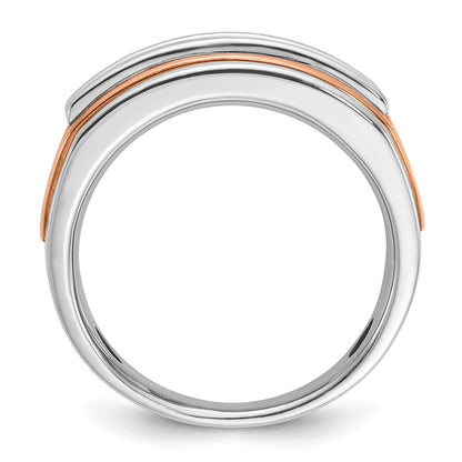 14K Weiß-/Roségold zweifarbiger Gold Weiß-/Roségold Herren-Diamantring mit 1,5K, komplett besetzt