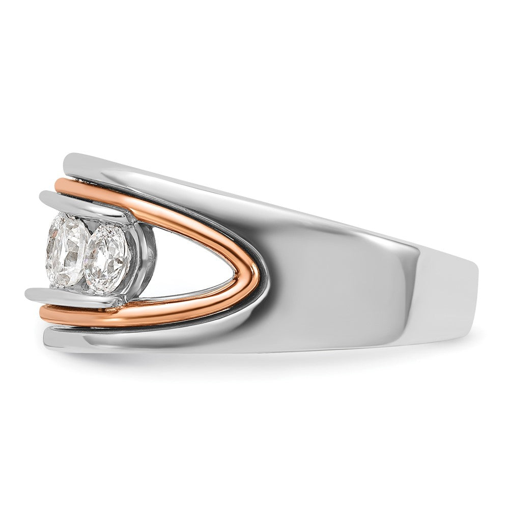 14K Weiß-/Roségold zweifarbiger Gold Weiß-/Roségold Herren-Diamantring mit 1,5K, komplett besetzt
