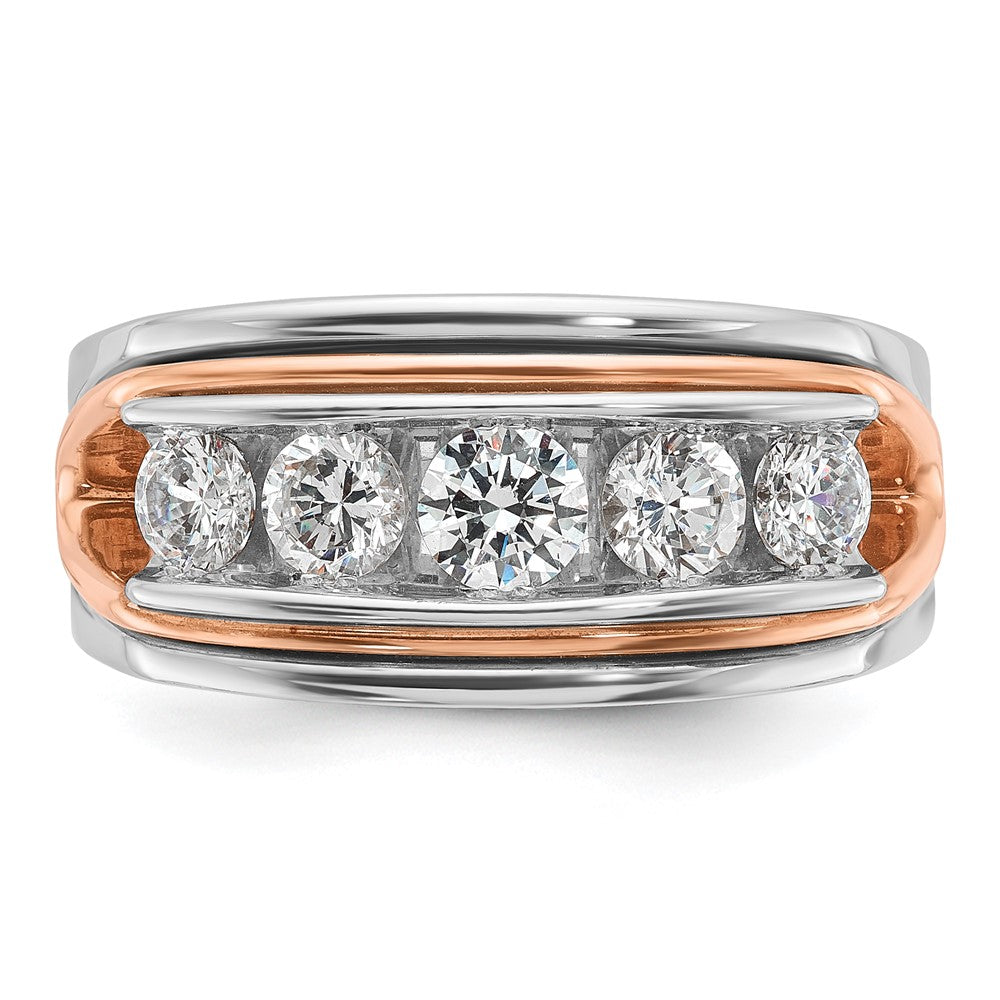 14K Weiß-/Roségold zweifarbiger Gold Weiß-/Roségold Herren-Diamantring mit 1,5K, komplett besetzt
