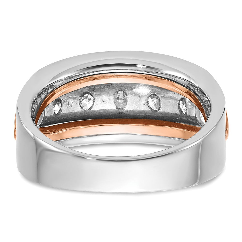 14K Weiß-/Roségold zweifarbiger Gold Weiß-/Roségold Herren-Diamantring mit 1,5K, komplett besetzt