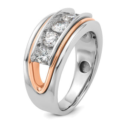 14K Weiß-/Roségold zweifarbiger Gold Weiß-/Roségold Herren-Diamantring mit 1,5K, komplett besetzt