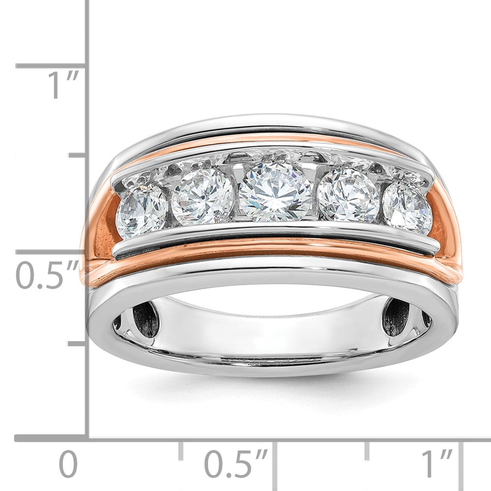 14K Weiß-/Roségold zweifarbiger Gold Weiß-/Roségold Herren-Diamantring mit 1,5K, komplett besetzt