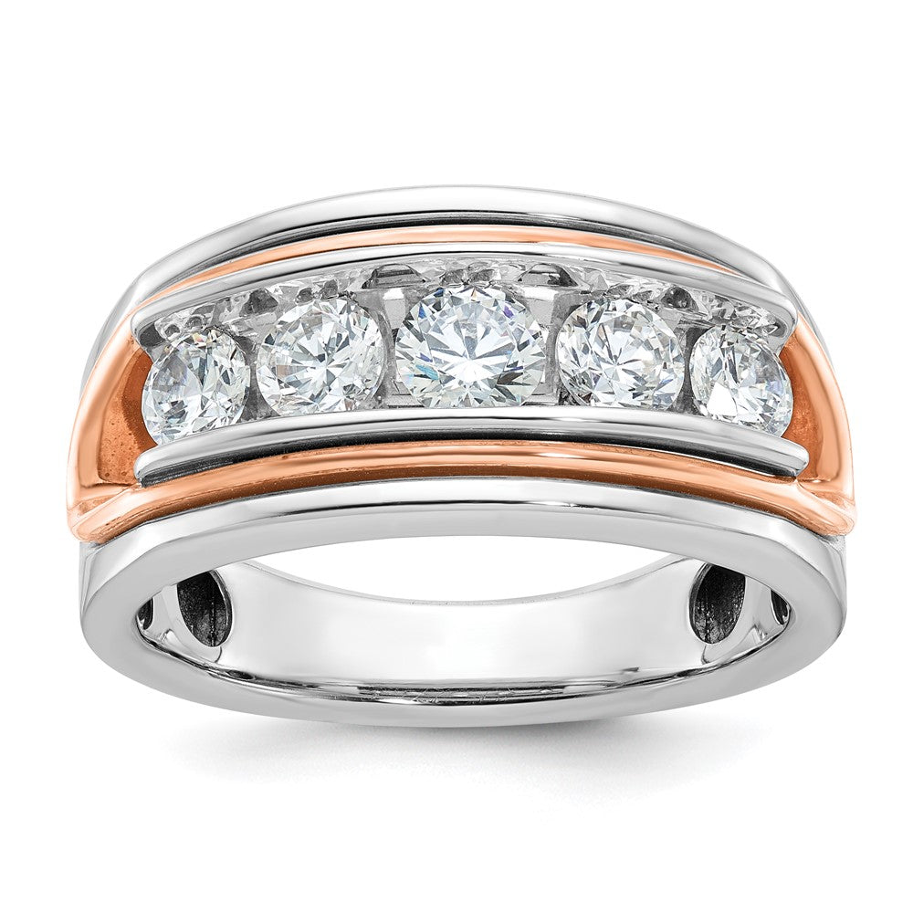 14K Weiß-/Roségold zweifarbiger Gold Weiß-/Roségold Herren-Diamantring mit 1,5K, komplett besetzt