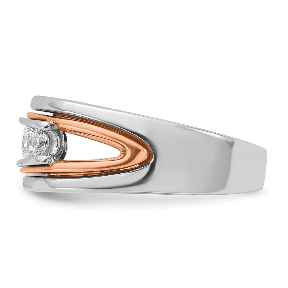 14K Weiß-/Roségold Bicolor Herren-Diamantring, vollständig besetzt, 0,5 ct