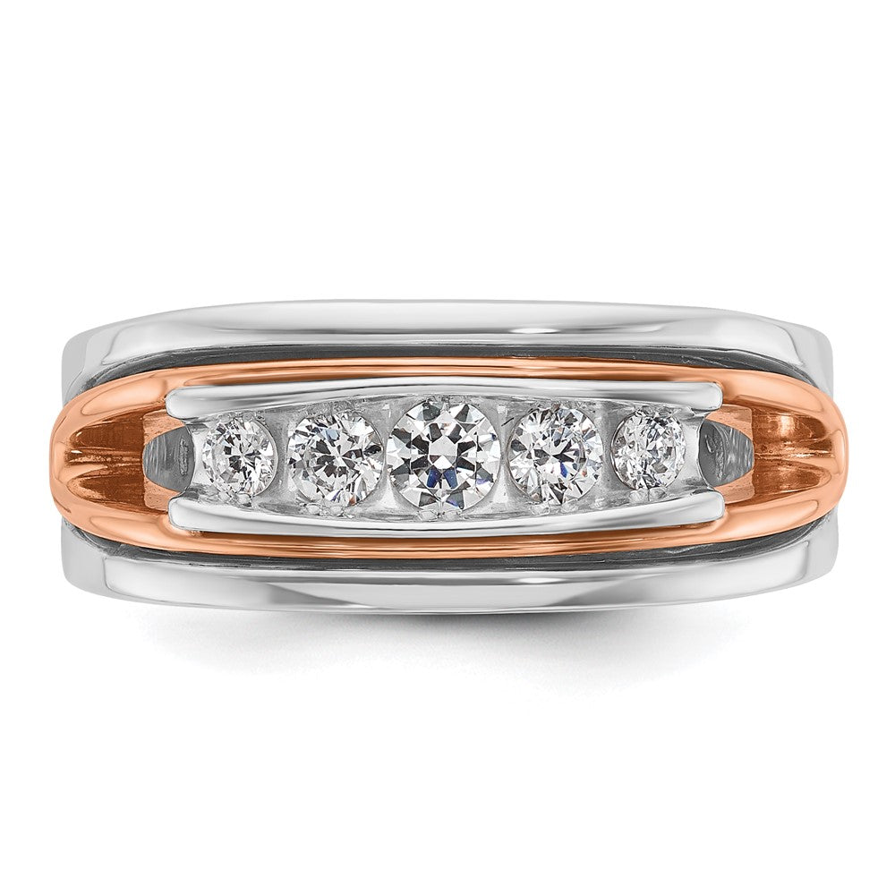 14K Weiß-/Roségold Bicolor Herren-Diamantring, vollständig besetzt, 0,5 ct