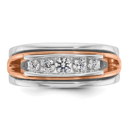 14K Weiß-/Roségold Bicolor Herren-Diamantring, vollständig besetzt, 0,5 ct