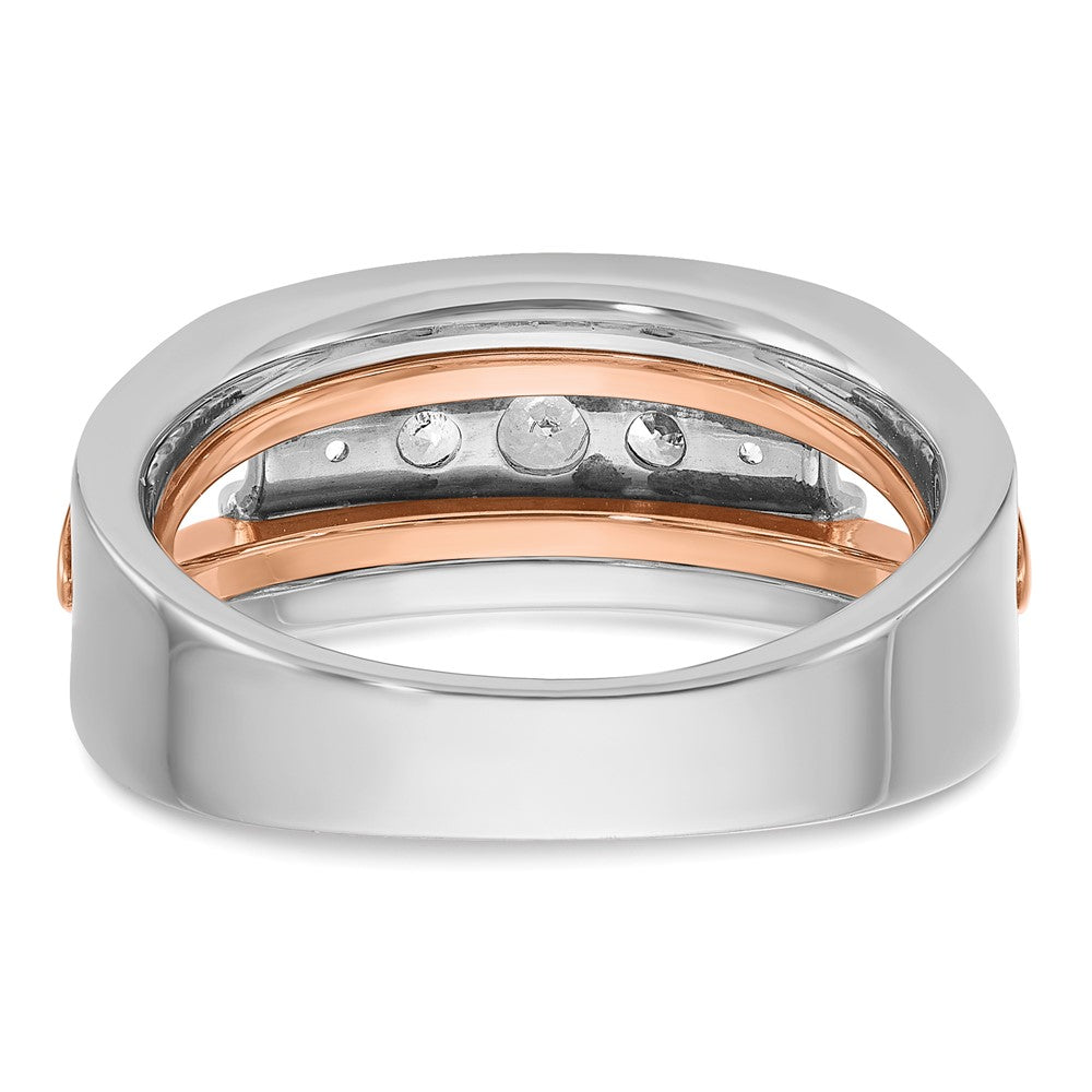 14K Weiß-/Roségold Bicolor Herren-Diamantring, vollständig besetzt, 0,5 ct