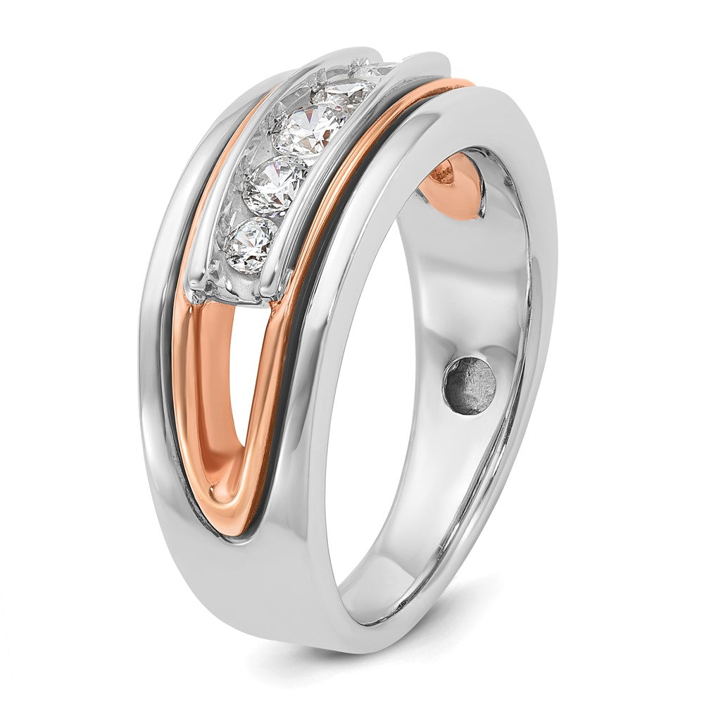 14K Weiß-/Roségold Bicolor Herren-Diamantring, vollständig besetzt, 0,5 ct