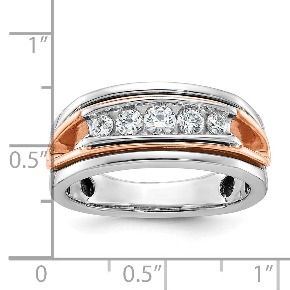 14K Weiß-/Roségold Bicolor Herren-Diamantring, vollständig besetzt, 0,5 ct