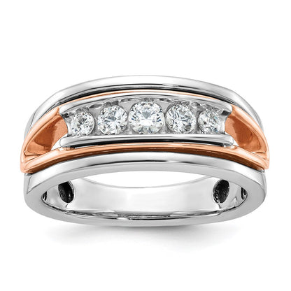 14K Weiß-/Roségold Bicolor Herren-Diamantring, vollständig besetzt, 0,5 ct