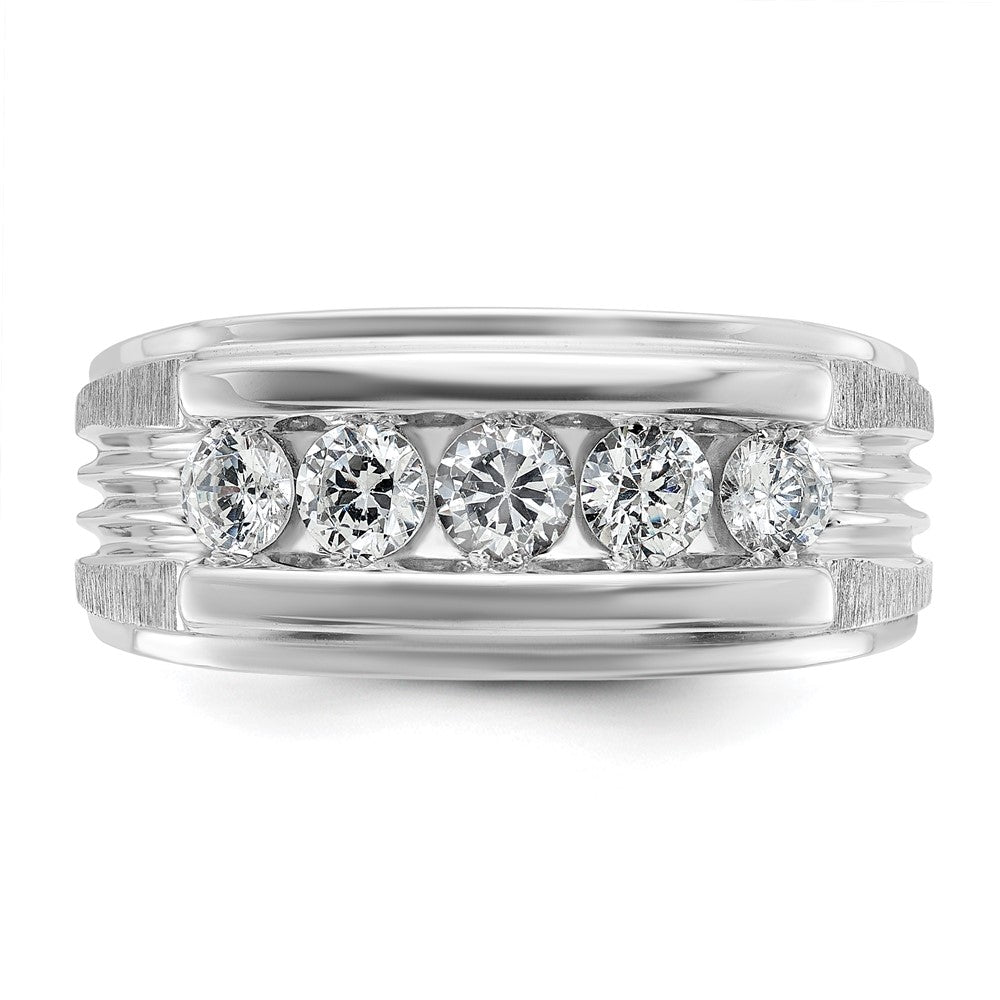 14K Weißgold Herren-Diamantring mit 1K, komplett besetzt