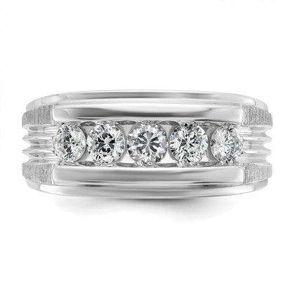 14K Weißgold Herren-Diamantring mit 1K, komplett besetzt