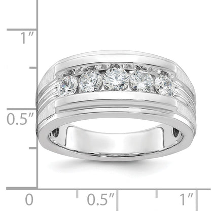 14K Weißgold Herren-Diamantring mit 1K, komplett besetzt