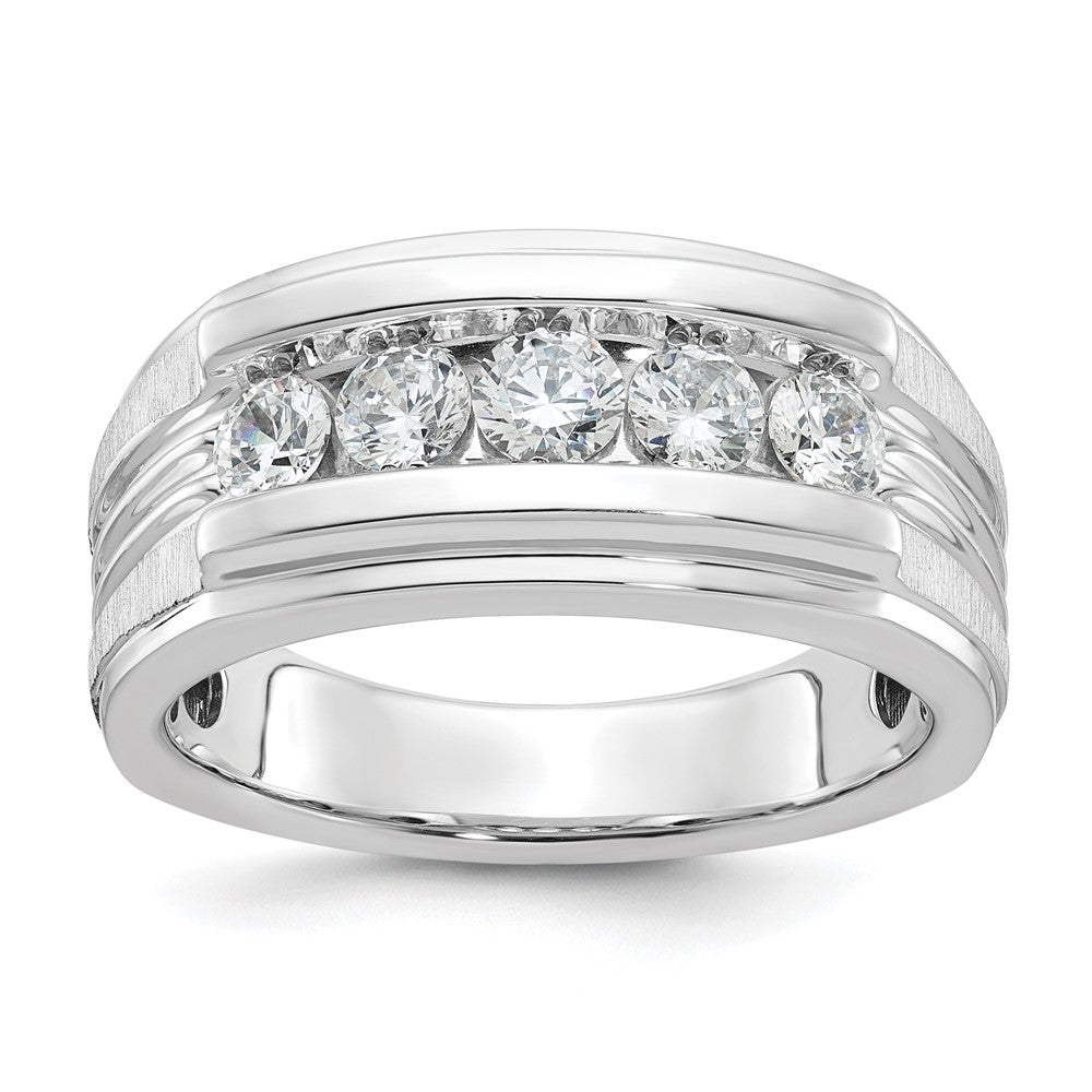 14K Weißgold Herren-Diamantring mit 1K, komplett besetzt