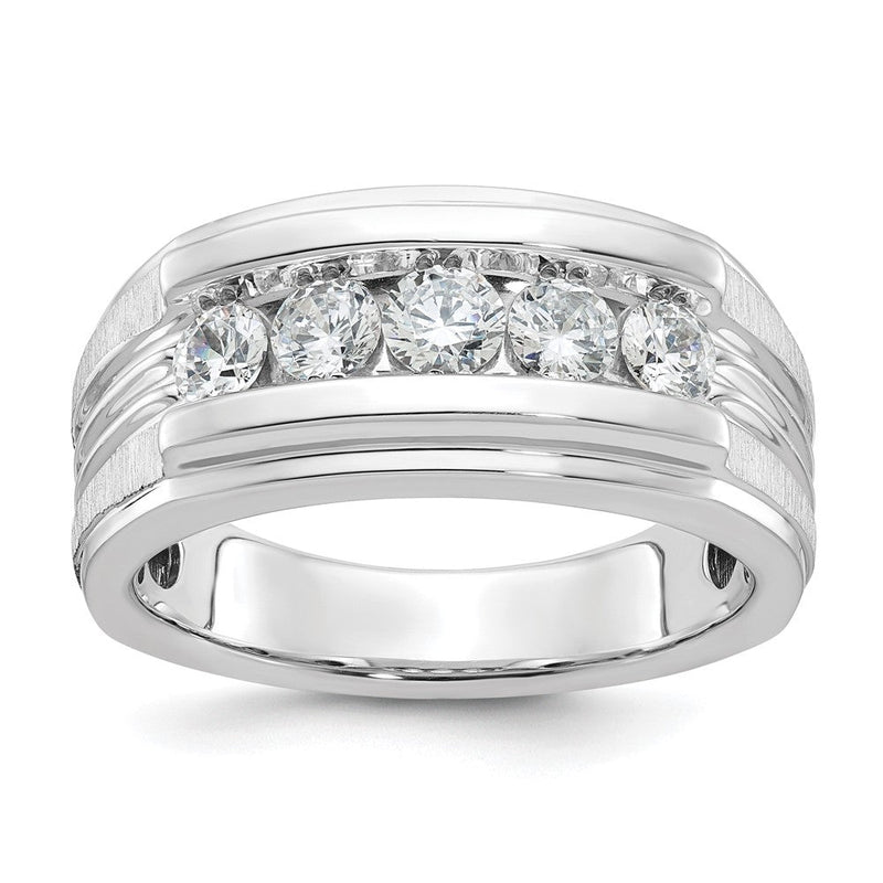 14K Weißgold Herren-Diamantring mit 1K, komplett besetzt