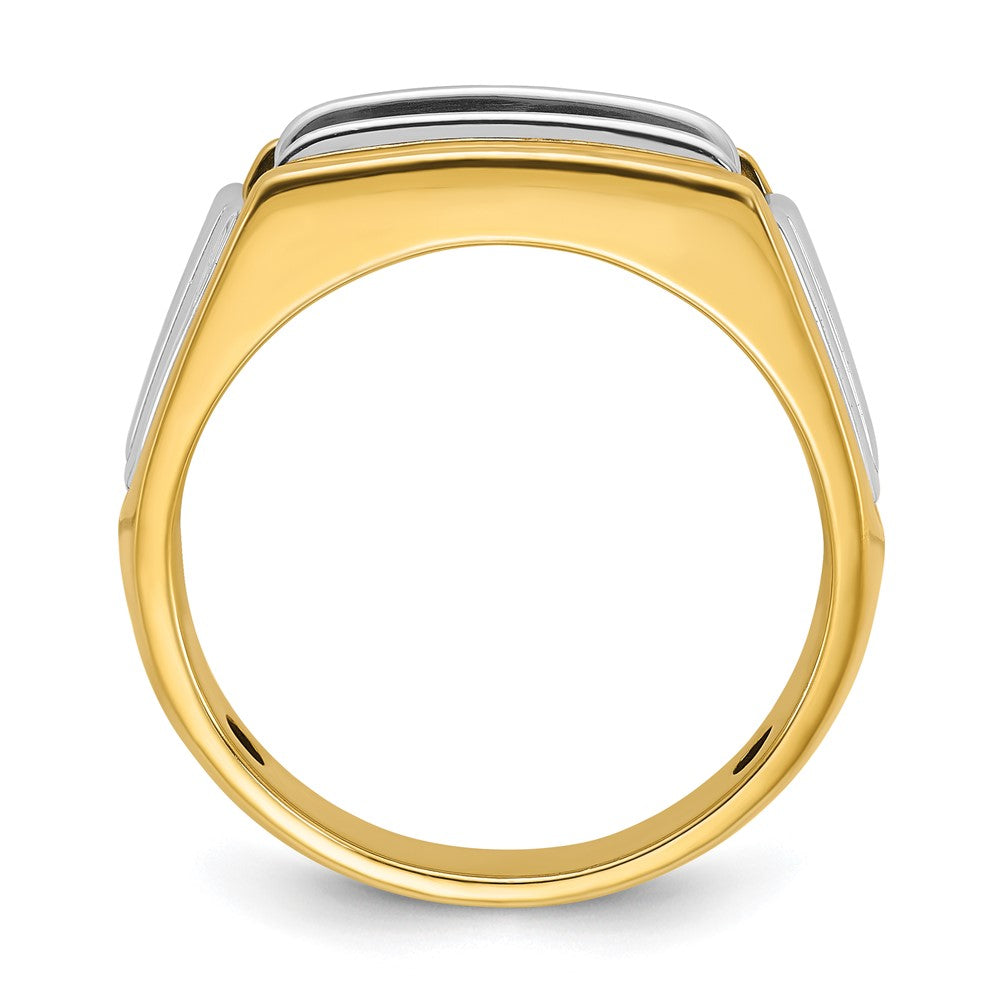 14K Bicolor-Gold Herren-Ring mit 1K Diamant, komplett besetzt