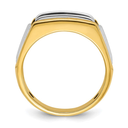 14K Bicolor-Gold Herren-Ring mit 1K Diamant, komplett besetzt