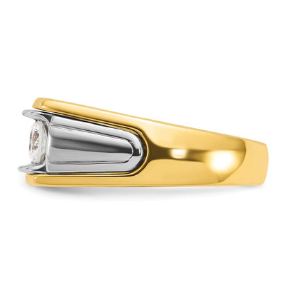 14K Bicolor-Gold Herren-Ring mit 1K Diamant, komplett besetzt