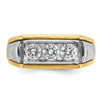 14K Bicolor-Gold Herren-Ring mit 1K Diamant, komplett besetzt