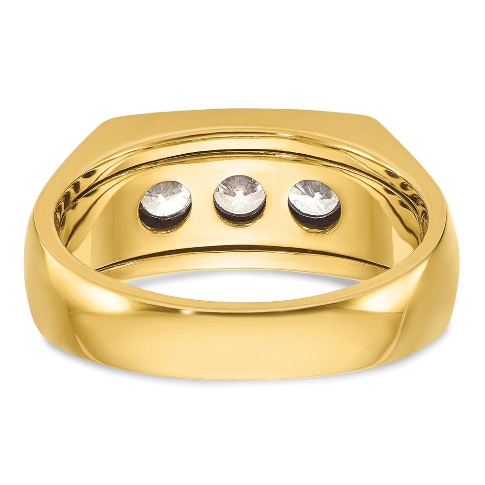 14K Bicolor-Gold Herren-Ring mit 1K Diamant, komplett besetzt