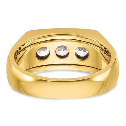 14K Bicolor-Gold Herren-Ring mit 1K Diamant, komplett besetzt