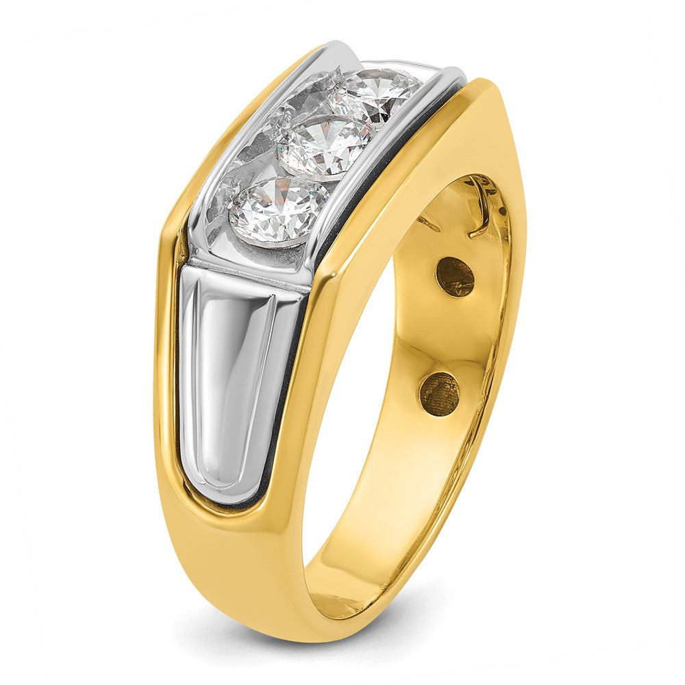 14K Bicolor-Gold Herren-Ring mit 1K Diamant, komplett besetzt