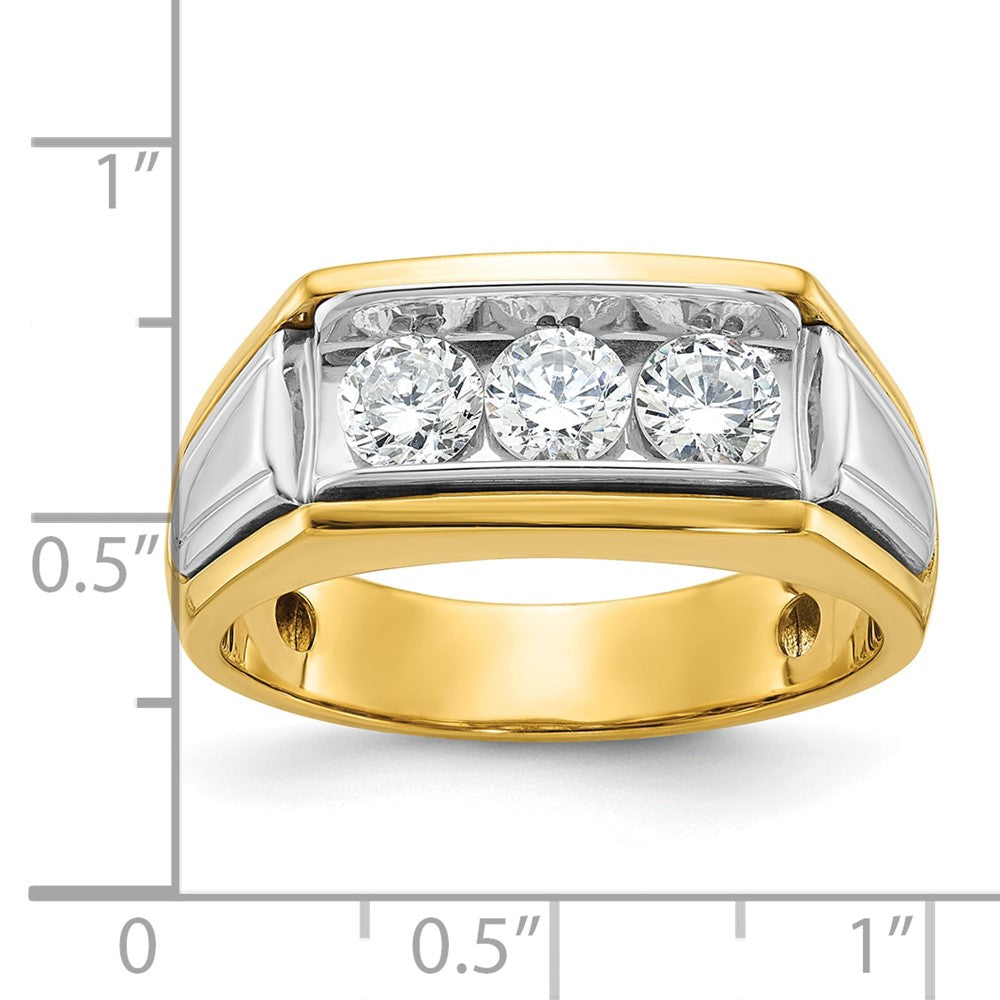 14K Bicolor-Gold Herren-Ring mit 1K Diamant, komplett besetzt