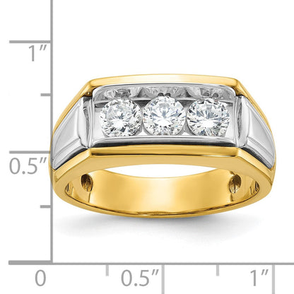 14K Bicolor-Gold Herren-Ring mit 1K Diamant, komplett besetzt