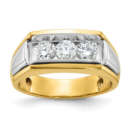 14K Bicolor-Gold Herren-Ring mit 1K Diamant, komplett besetzt