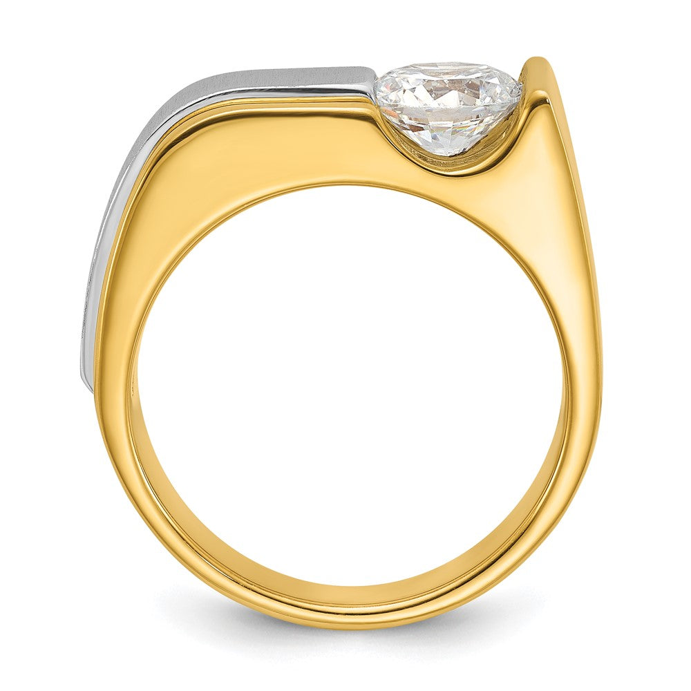 14K Bicolor Ring für Herren mit 1,25 ct. Labor-gewachsenem Diamant, VS/SI+ G+, poliert und gebürstet