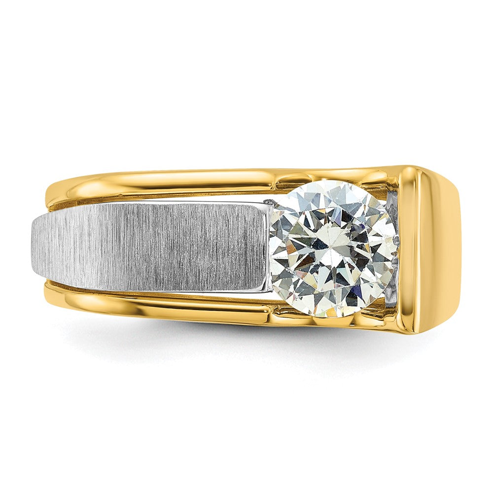 14K Bicolor Ring für Herren mit 1,25 ct. Labor-gewachsenem Diamant, VS/SI+ G+, poliert und gebürstet