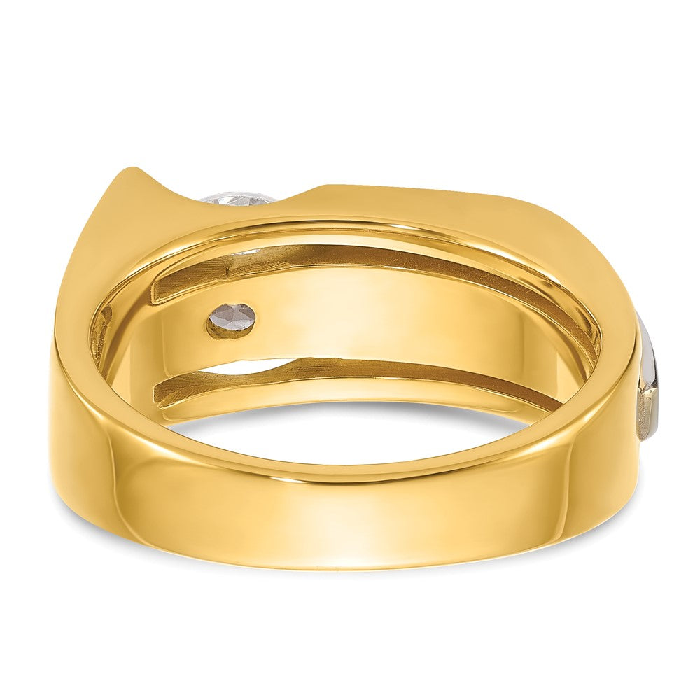 14K Bicolor Ring für Herren mit 1,25 ct. Labor-gewachsenem Diamant, VS/SI+ G+, poliert und gebürstet