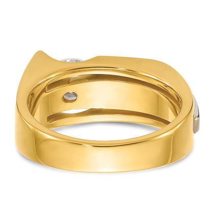 14K Bicolor Ring für Herren mit 1,25 ct. Labor-gewachsenem Diamant, VS/SI+ G+, poliert und gebürstet