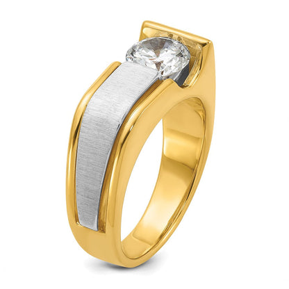 14K Bicolor Ring für Herren mit 1,25 ct. Labor-gewachsenem Diamant, VS/SI+ G+, poliert und gebürstet