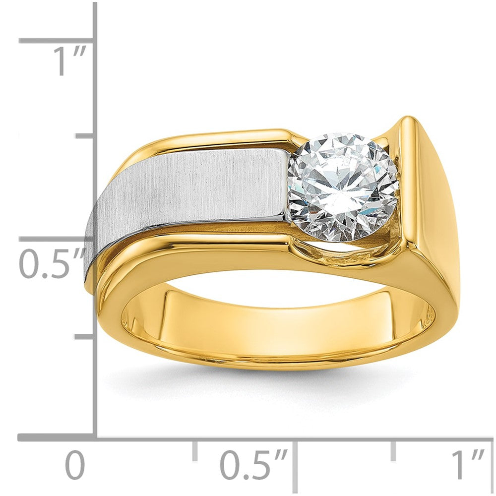 14K Bicolor Ring für Herren mit 1,25 ct. Labor-gewachsenem Diamant, VS/SI+ G+, poliert und gebürstet