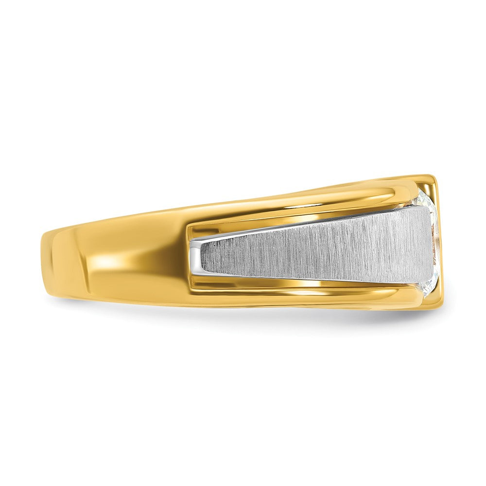 14K Bicolor Ring für Herren mit 1,25 ct. Labor-gewachsenem Diamant, VS/SI+ G+, poliert und gebürstet