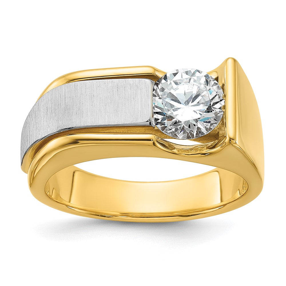 14K Bicolor Ring für Herren mit 1,25 ct. Labor-gewachsenem Diamant, VS/SI+ G+, poliert und gebürstet