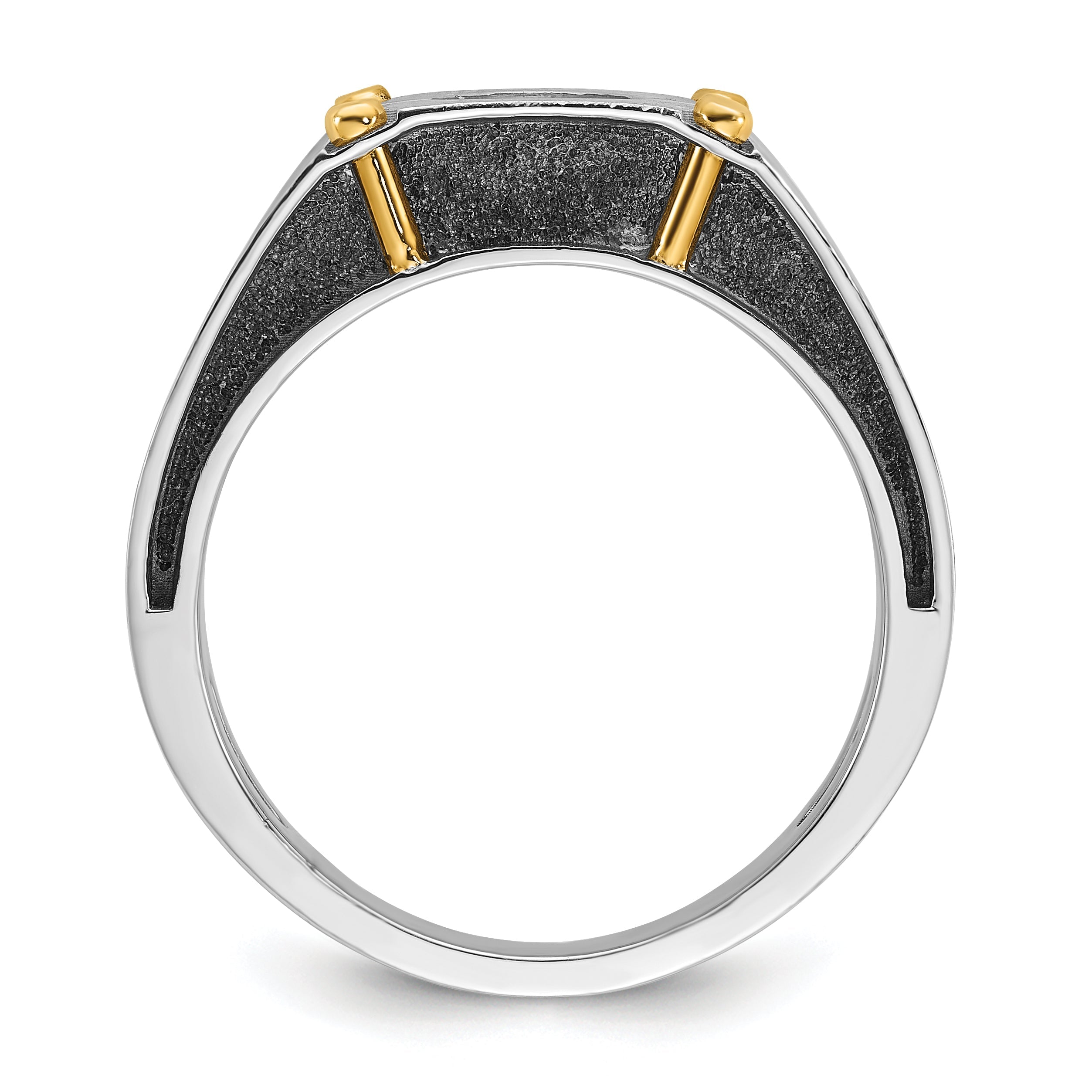 10K Bicolor Ibgoodman Herren Poliert und Satiniert Diamant Komplett Ring