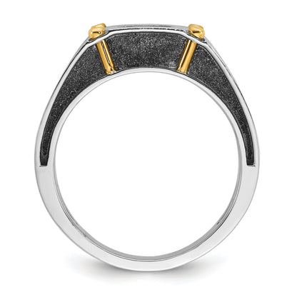 10K Bicolor Ibgoodman Herren Poliert und Satiniert Diamant Komplett Ring