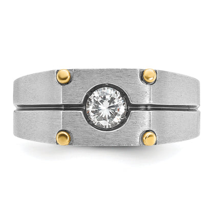 10K Bicolor Ibgoodman Herren Poliert und Satiniert Diamant Komplett Ring