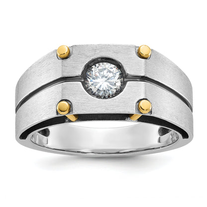 10K Bicolor Ibgoodman Herren Poliert und Satiniert Diamant Komplett Ring