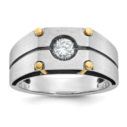 14K Bicolor-Herrenring mit Schwarzrhodium, 0,5 ct. laborgezüchtetem Diamant VS/SI+ G+, komplett poliert und satiniert