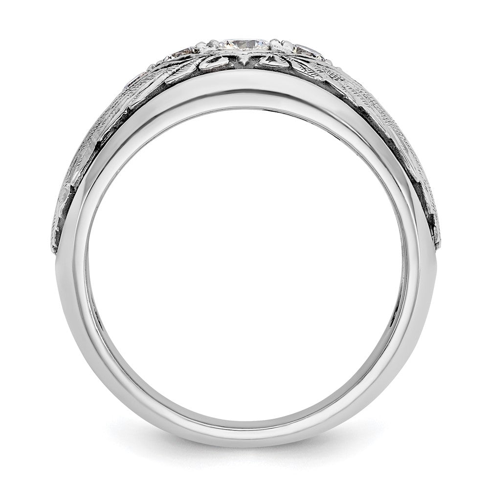 14K Weißgold Ibgoodman mit Schwarz Rhodium Herren Poliert und Strukturiert 5-stone 1/2 Karat Aa Qualität Diamant Ring