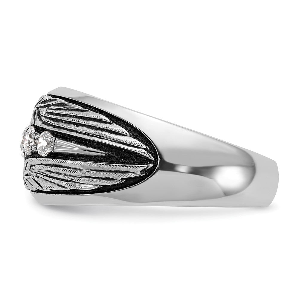 14K Weißgold Ibgoodman mit Schwarz Rhodium Herren Poliert und Strukturiert 5-stone 1/2 Karat Aa Qualität Diamant Ring