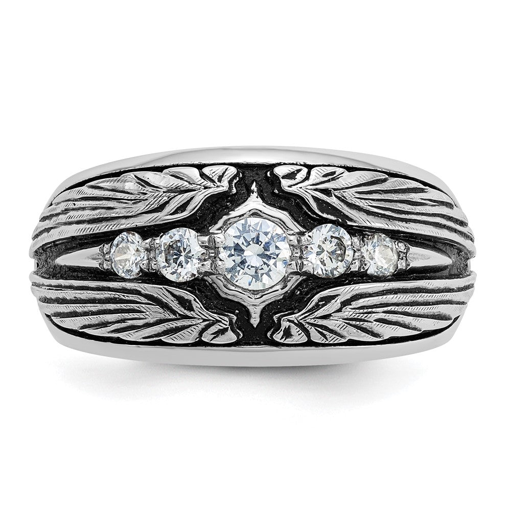14K Weißgold Ibgoodman mit Schwarz Rhodium Herren Poliert und Strukturiert 5-stone 1/2 Karat Aa Qualität Diamant Ring