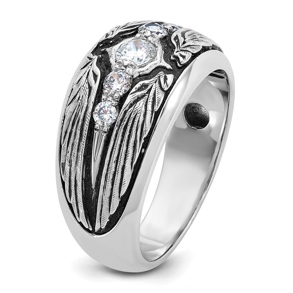 14K Weißgold Ibgoodman mit Schwarz Rhodium Herren Poliert und Strukturiert 5-stone 1/2 Karat Aa Qualität Diamant Ring