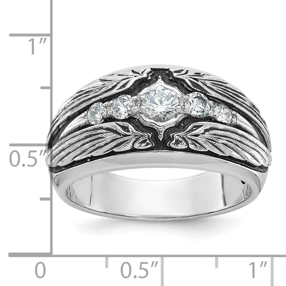 14K Weißgold Ibgoodman mit Schwarz Rhodium Herren Poliert und Strukturiert 5-stone 1/2 Karat Aa Qualität Diamant Ring