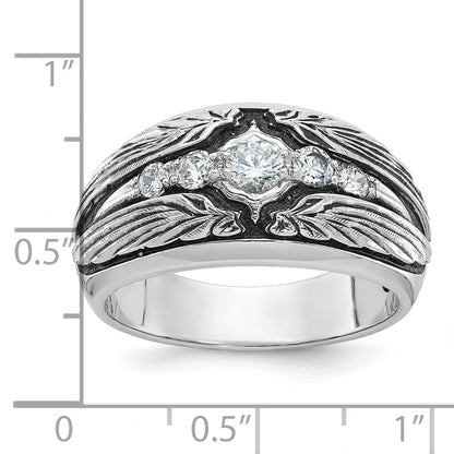14K Weißgold Ibgoodman mit Schwarz Rhodium Herren Poliert und Strukturiert 5-stone 1/2 Karat Aa Qualität Diamant Ring