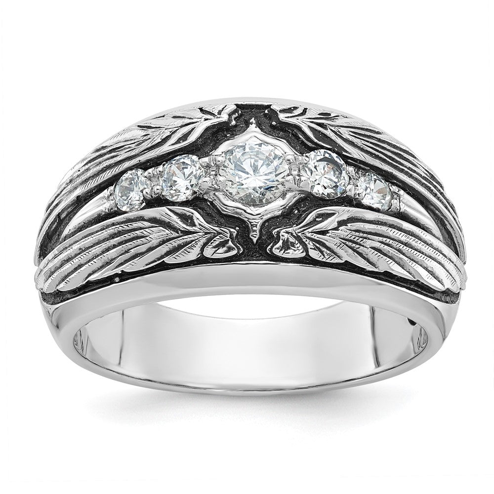 14K Weißgold Ibgoodman mit Schwarz Rhodium Herren Poliert und Strukturiert 5-stone 1/2 Karat Aa Qualität Diamant Ring