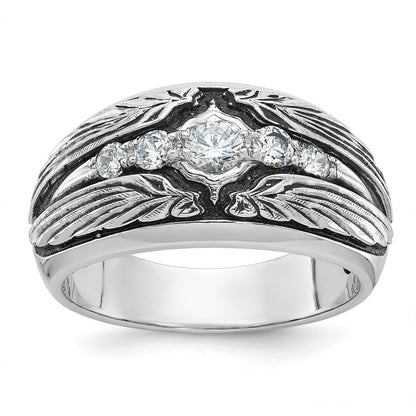 14K Weißgold Ibgoodman mit Schwarz Rhodium Herren Poliert und Strukturiert 5-stone 1/2 Karat Aa Qualität Diamant Ring